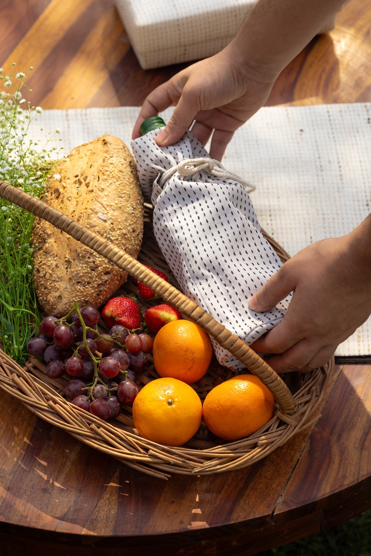 Premium Cotton Wine Gift Cover, Handmade Running Stitch Bottle Sleeve