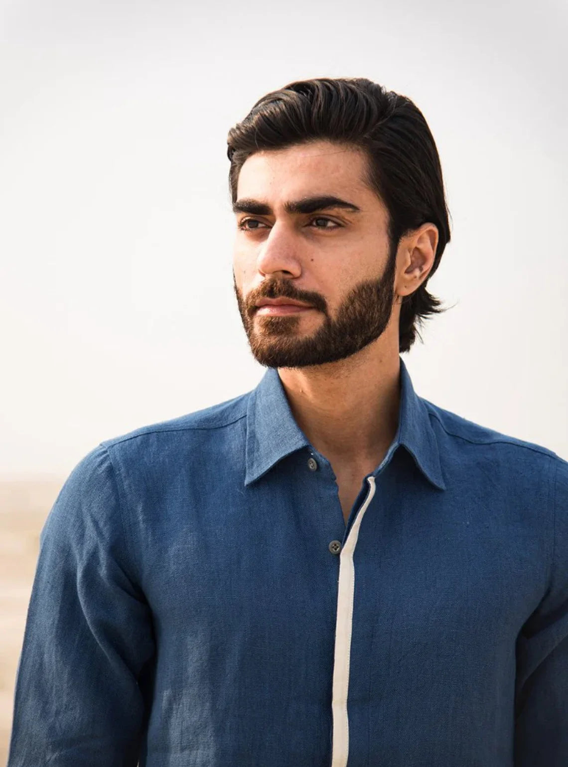 Cobalt Breeze Handwoven Linen Shirt