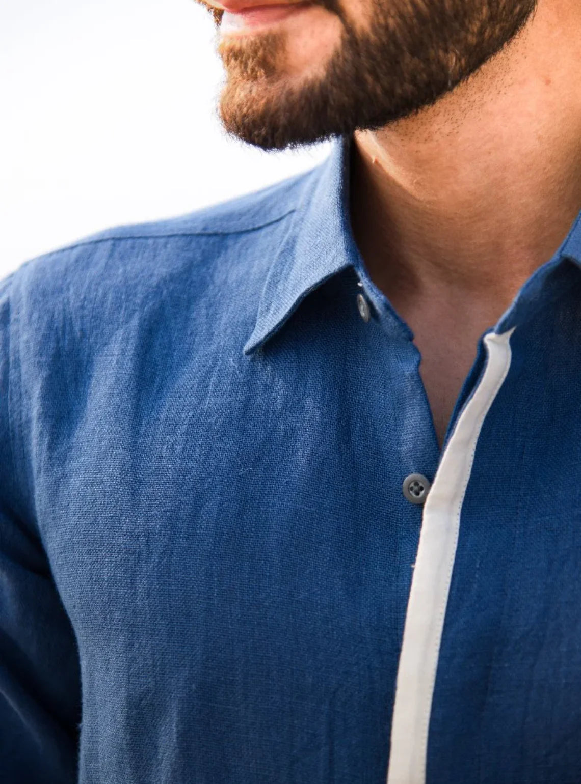 Cobalt Breeze Handwoven Linen Shirt