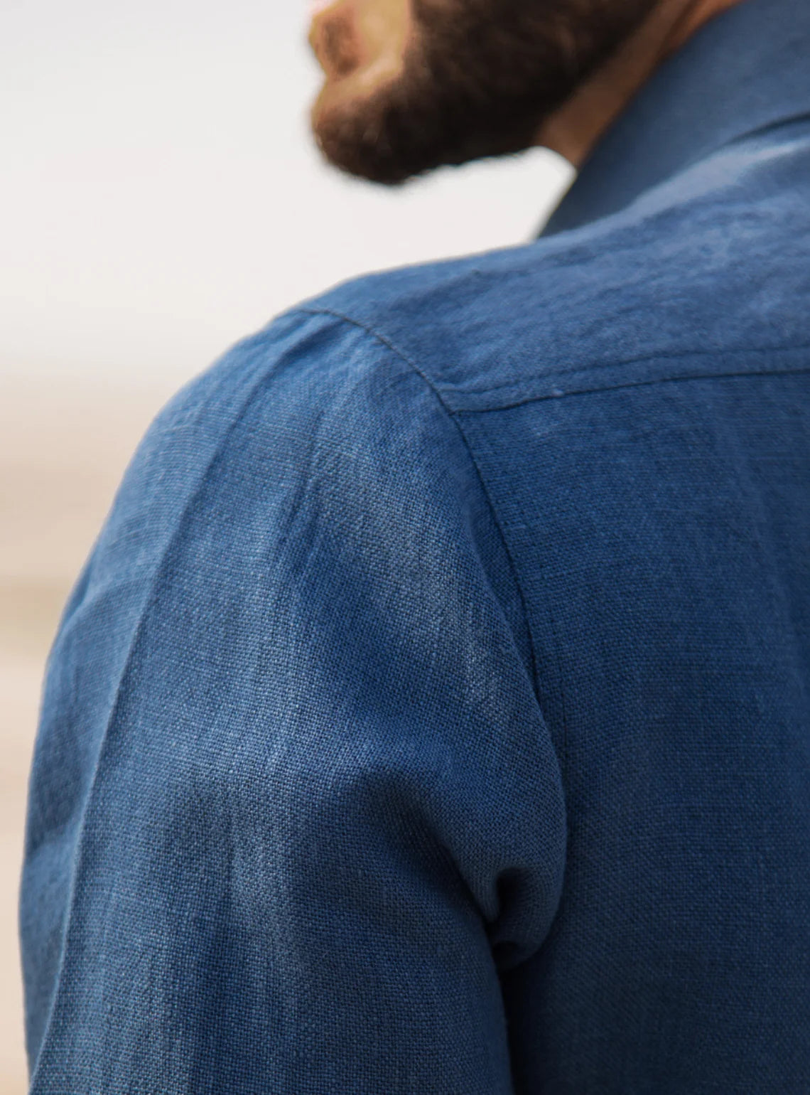 Cobalt Breeze Handwoven Linen Shirt
