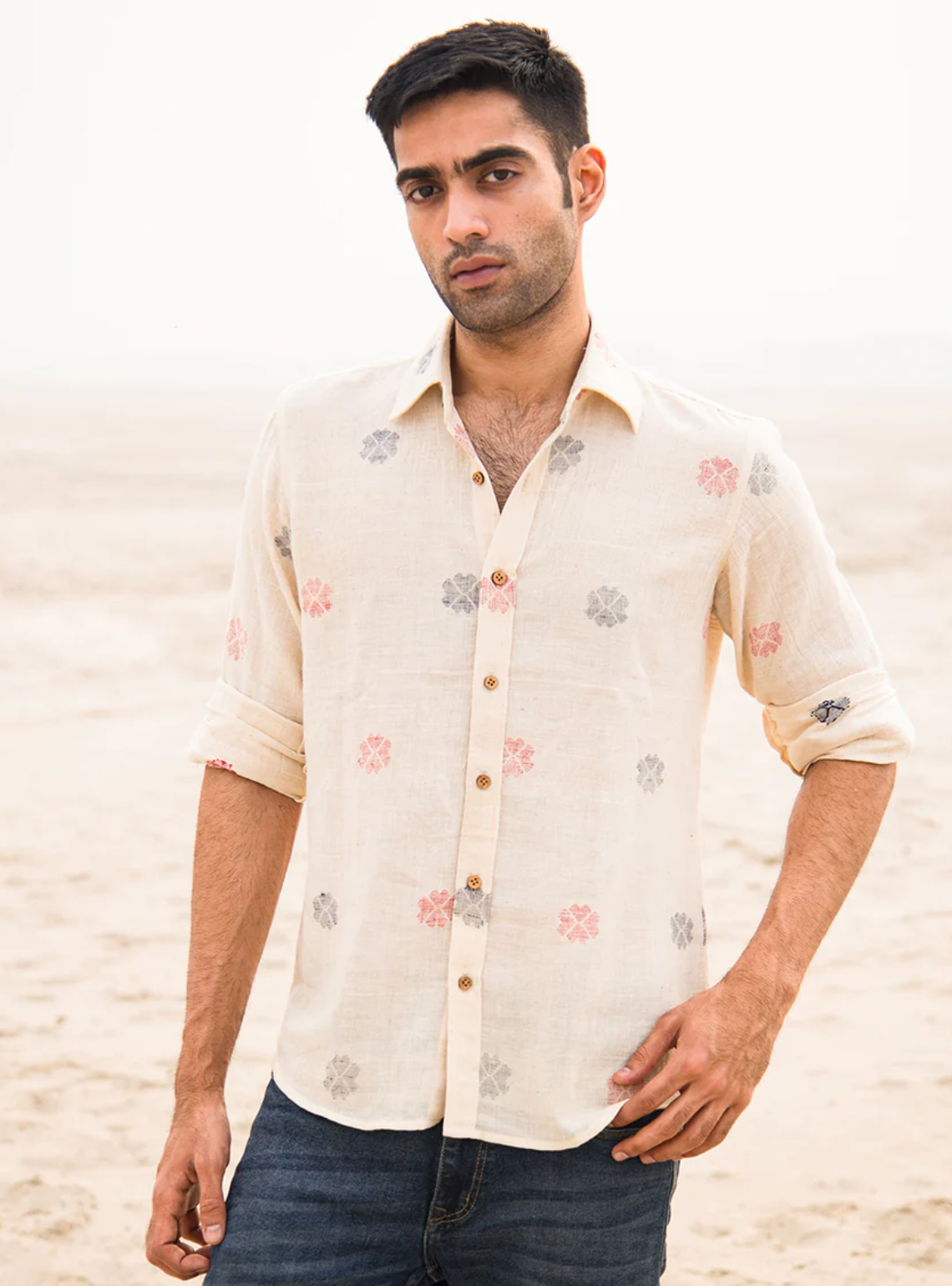 Blossom Breeze Handwoven Khadi Cotton Shirt