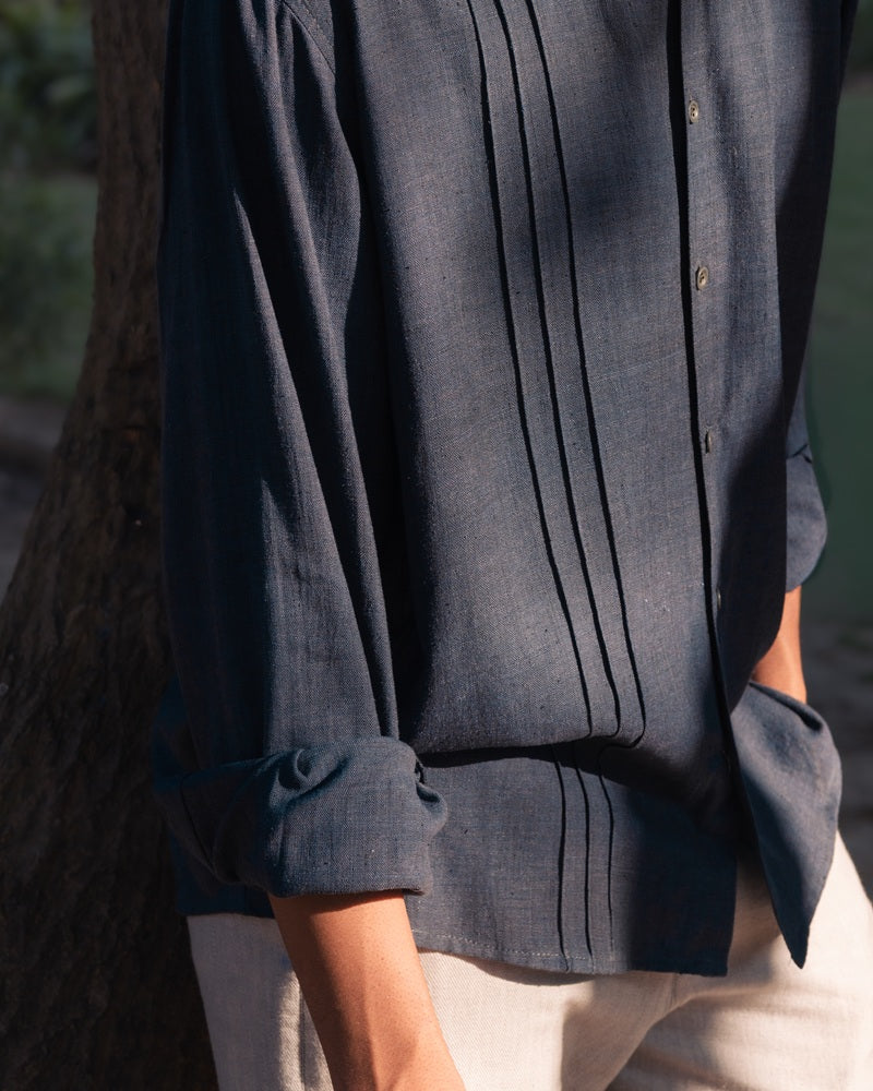 The Midnight Pleated Matka Shirt