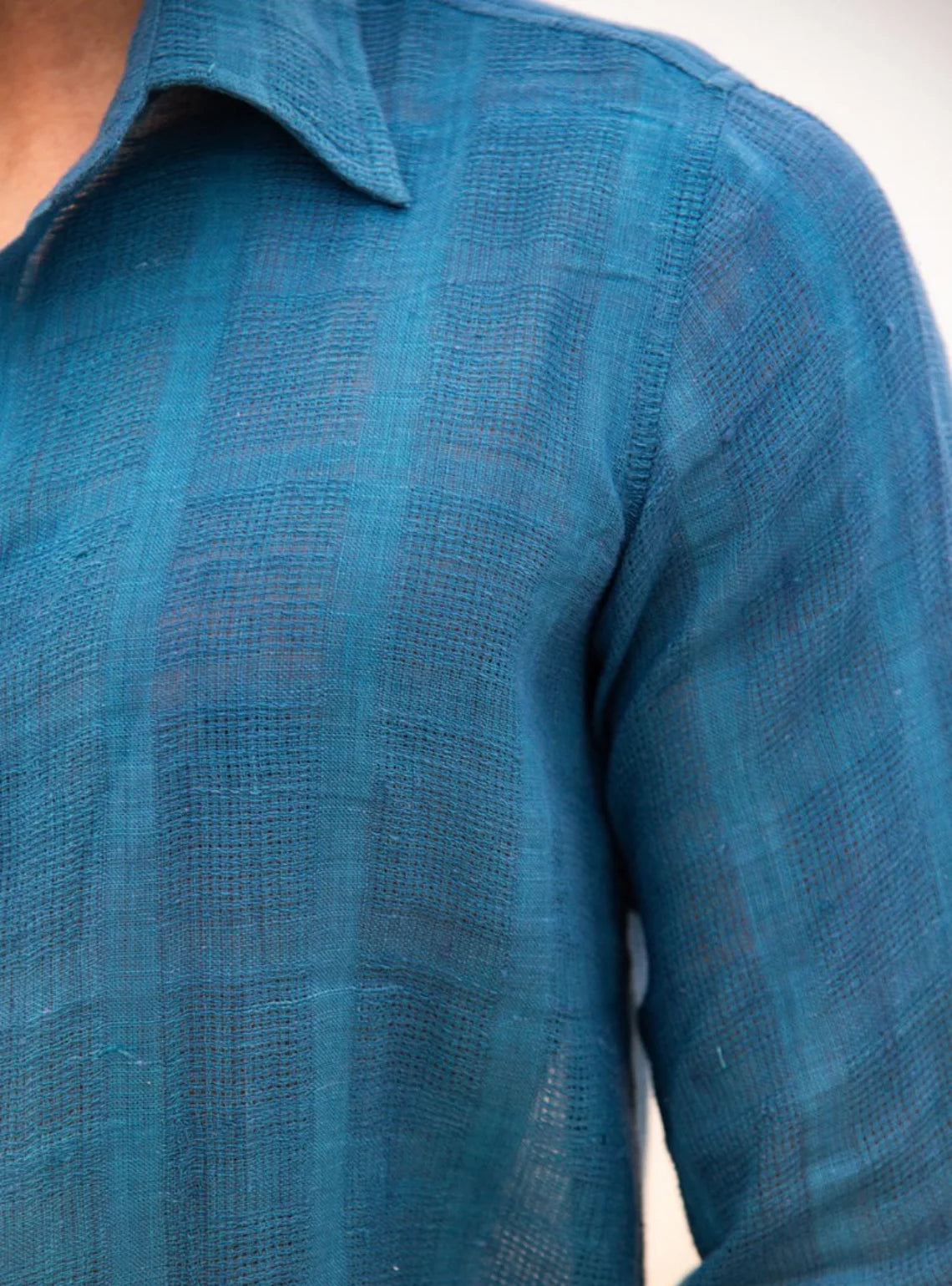 Aqua Breeze Handwoven Cotton Shirt