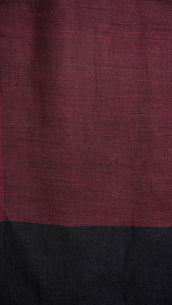 Crimson Echo Fine Cashmere Wool Stole in Deep Maroon & Black by Veaves