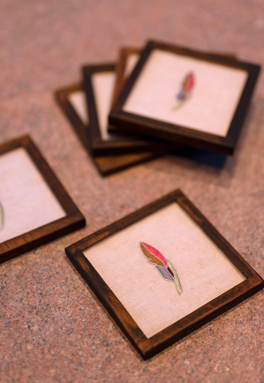 Nell Coasters - Set Of 2 Coasters with Coaster Holder