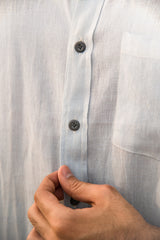 Oceanic Breeze Handwoven Linen Cotton Shirt