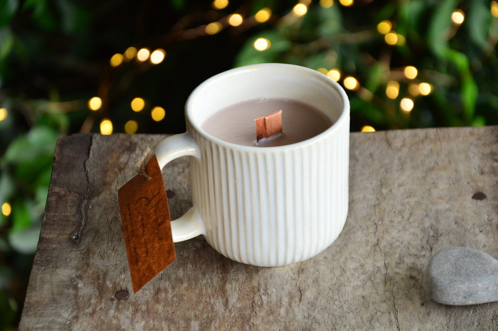 Hazelnut Cappucino | White Stiped Ceramic Mug | Veaves X Armatuer