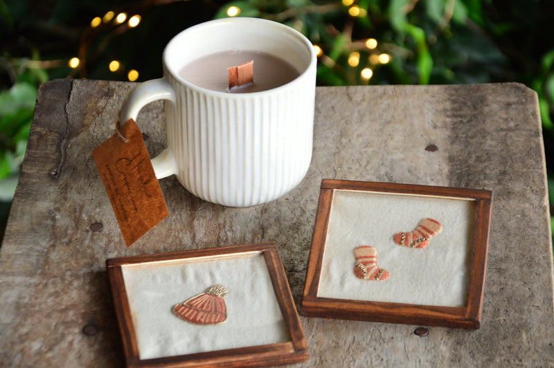 Sweater Weather Coasters + Hazelnut Cappuccino Candle | Veaves X Armatuer
