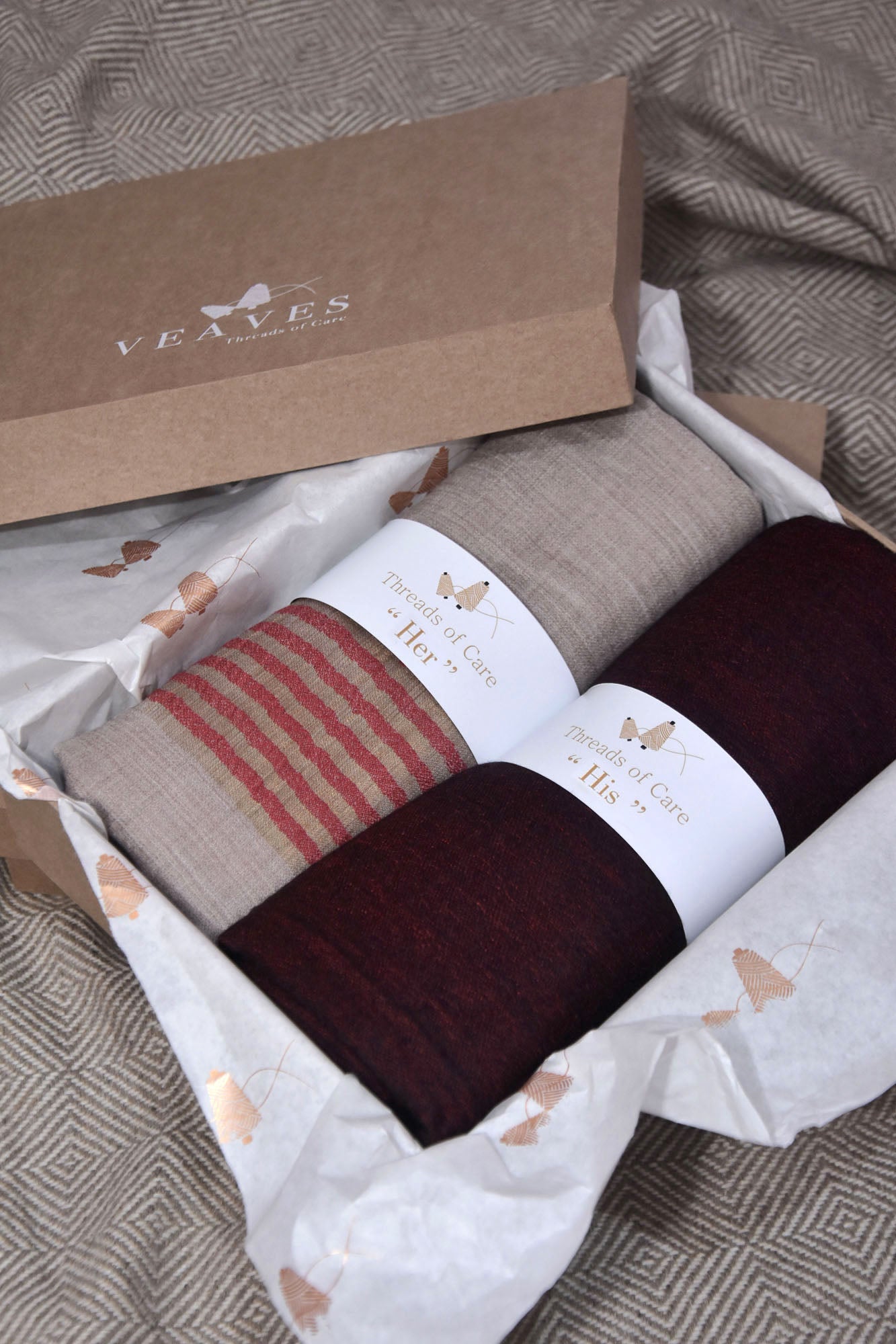 Gift Hamper of Fine Wool Cashmere Stoles For Her & His
