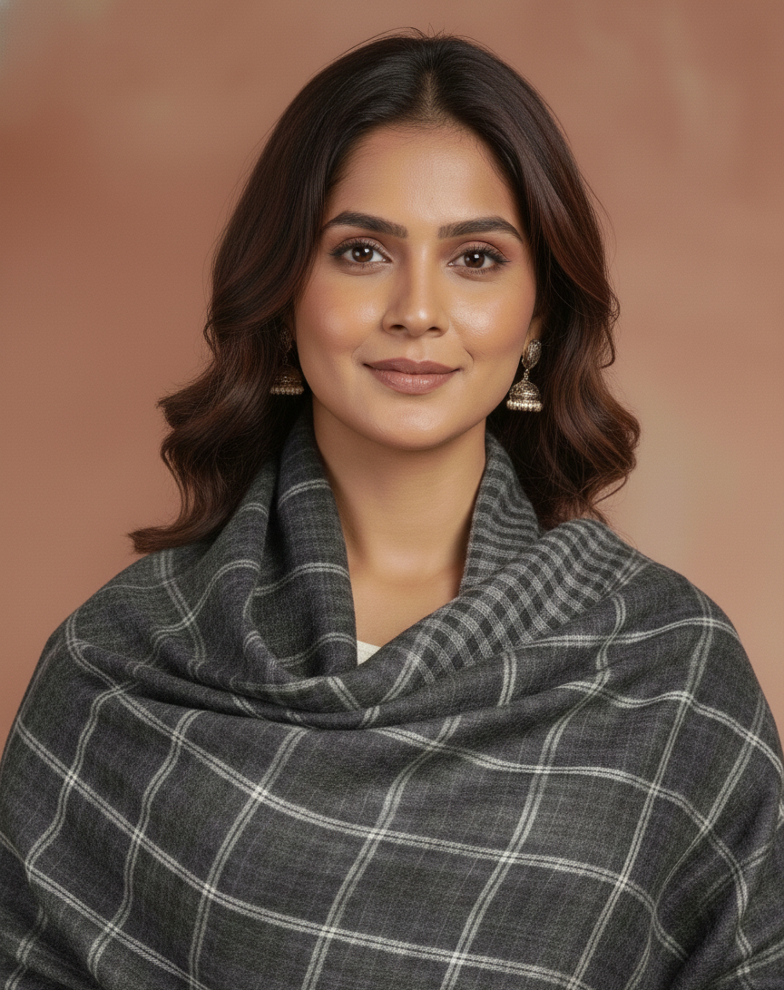 Silent Shadows Reversible Wool–Cashmere Stole