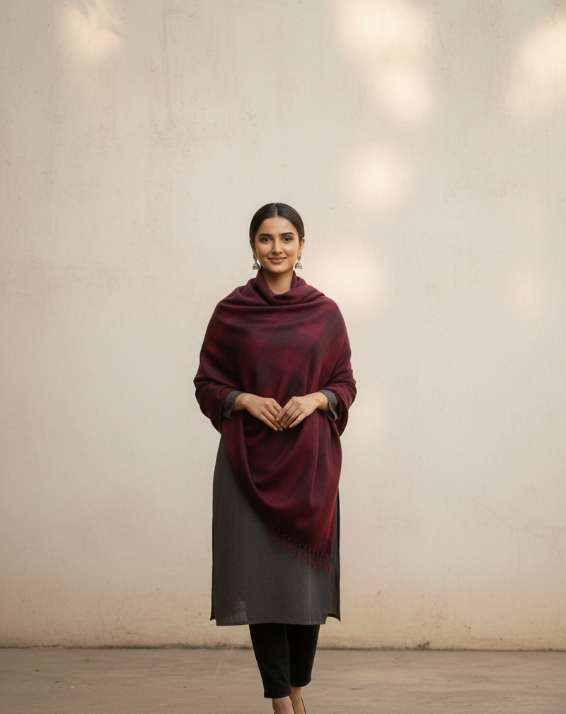 Merlot Mist Pure Silk Pashmina Stole