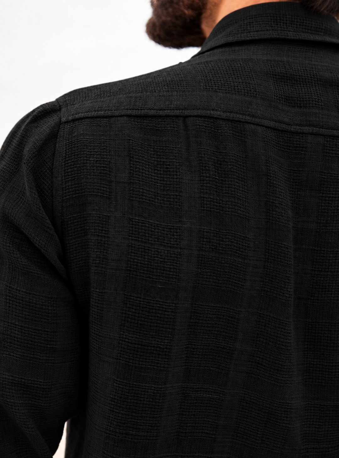 Aqua Breeze Handwoven Black Cotton Shirt