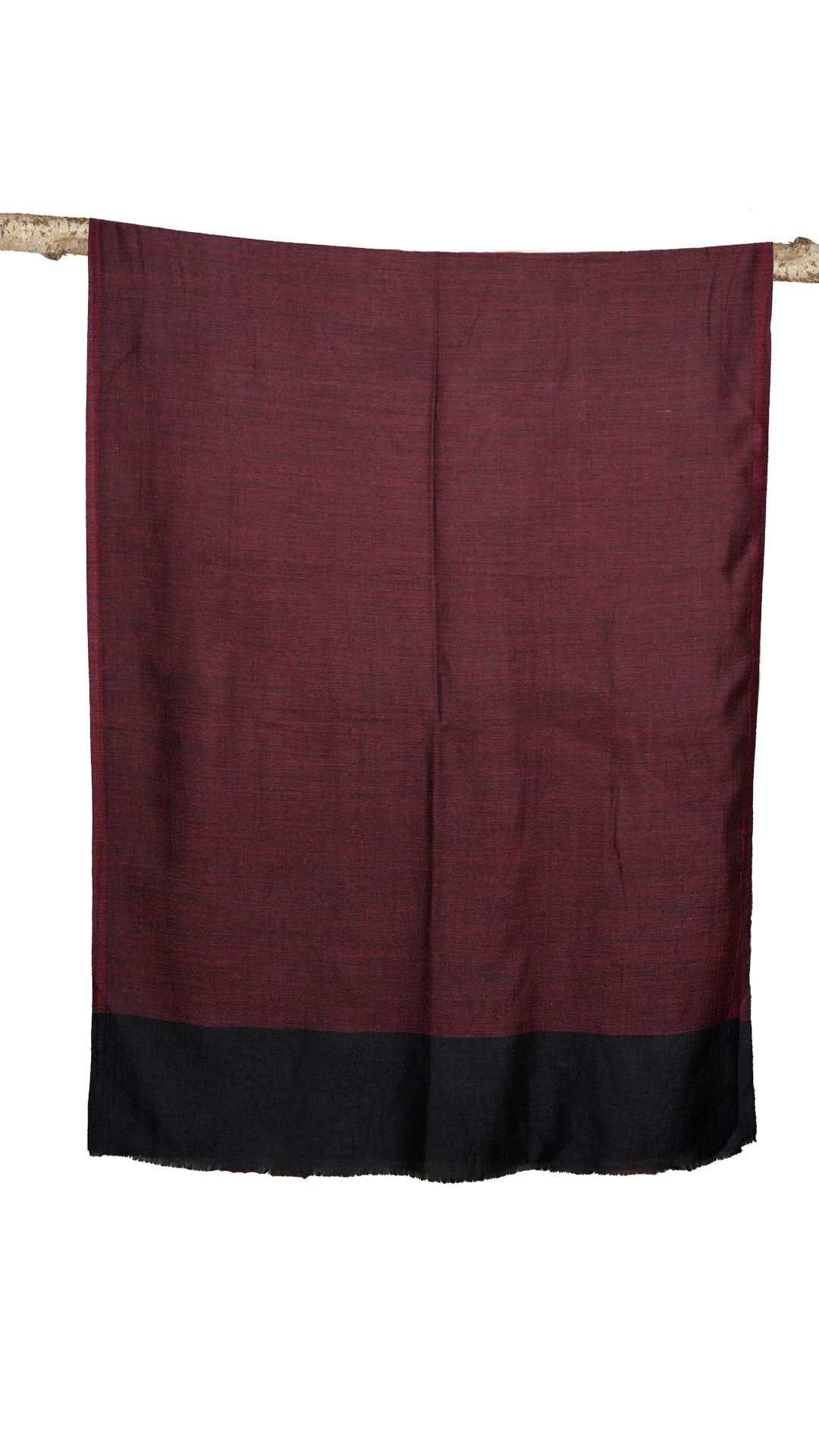 Crimson Echo Fine Cashmere Wool Stole in Deep Maroon & Black by Veaves