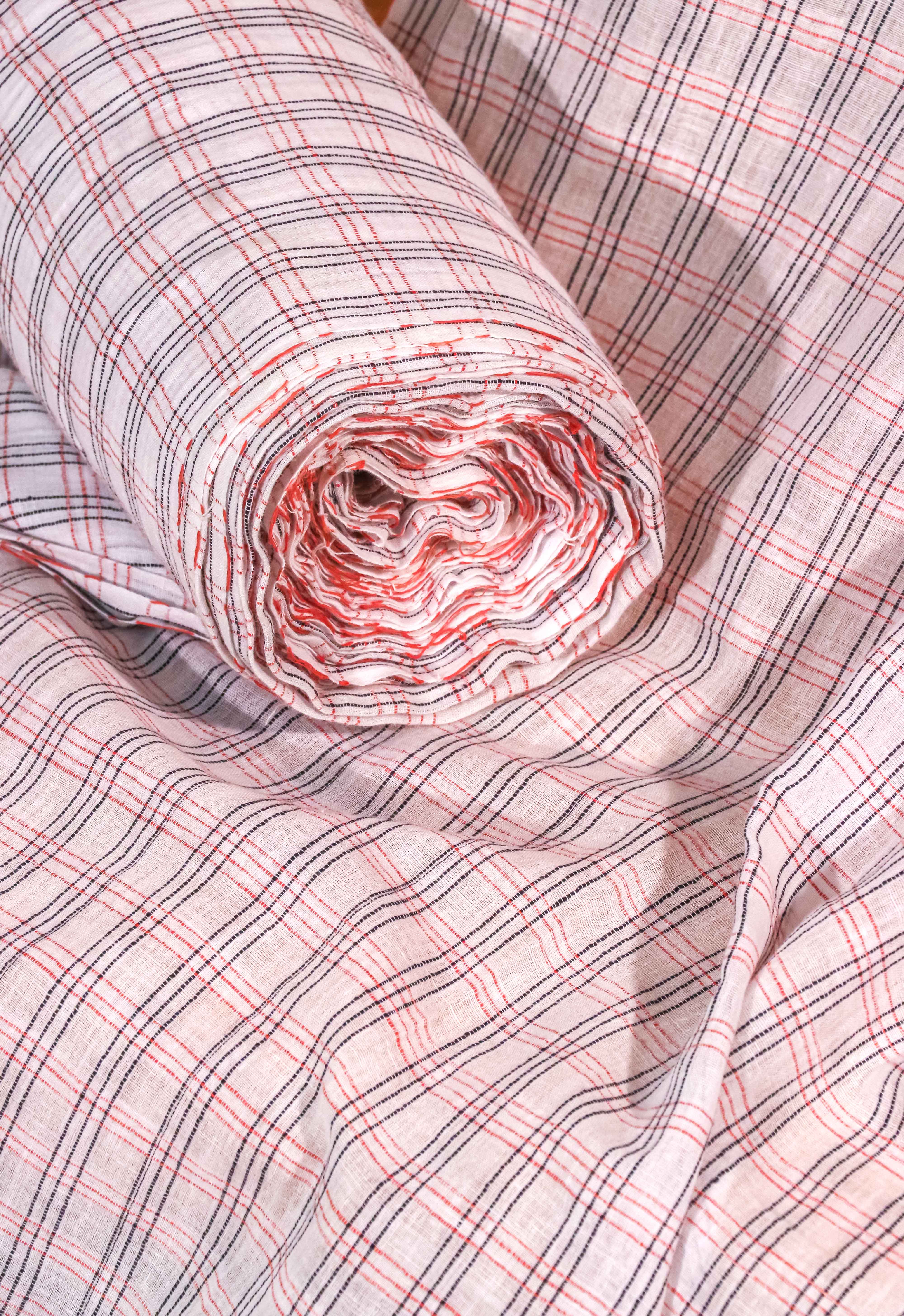 Handwoven Cotton – Dual Stripe Check