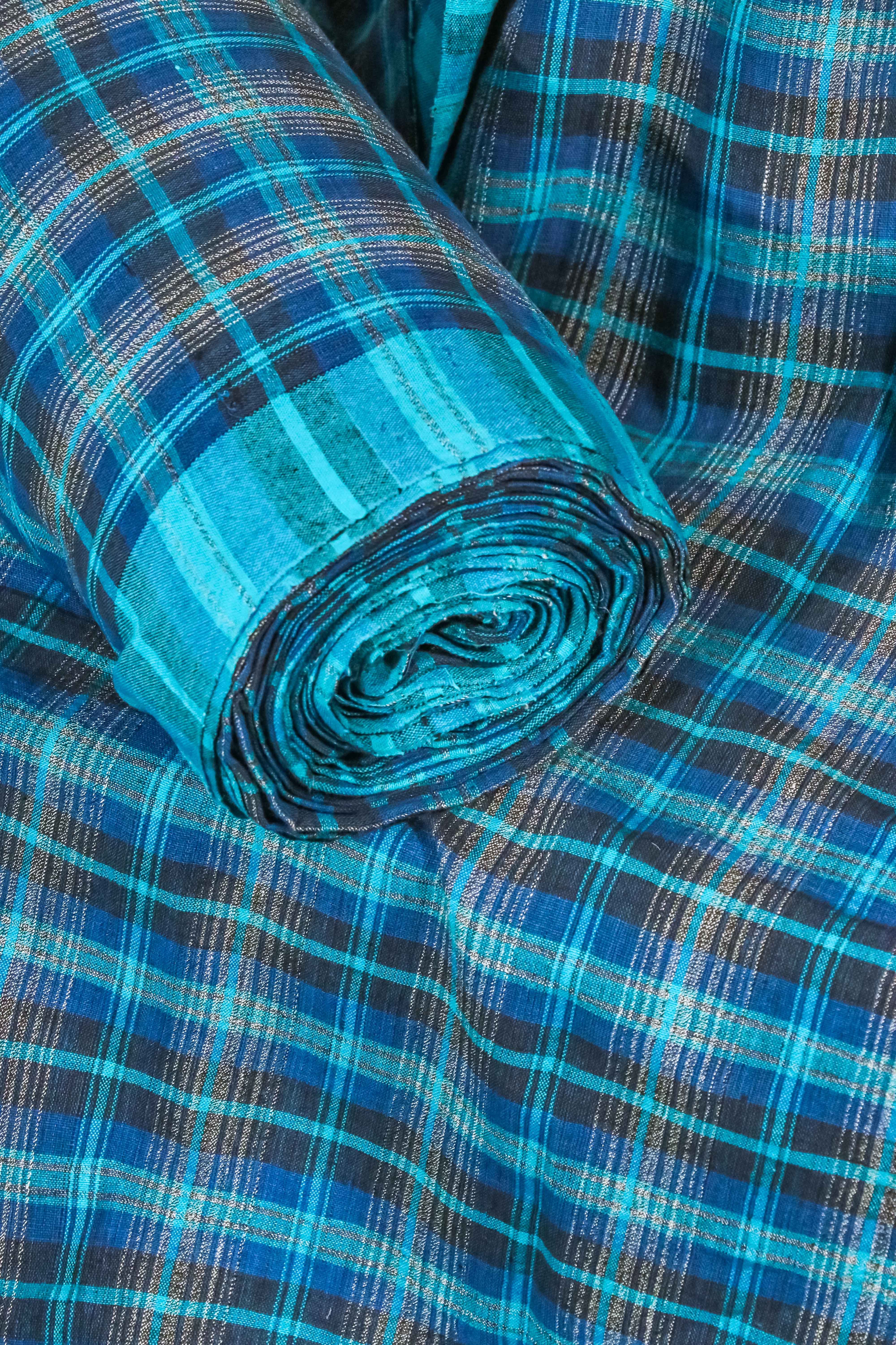 Handwoven Khadi Cotton – Blue Black Madras Check
