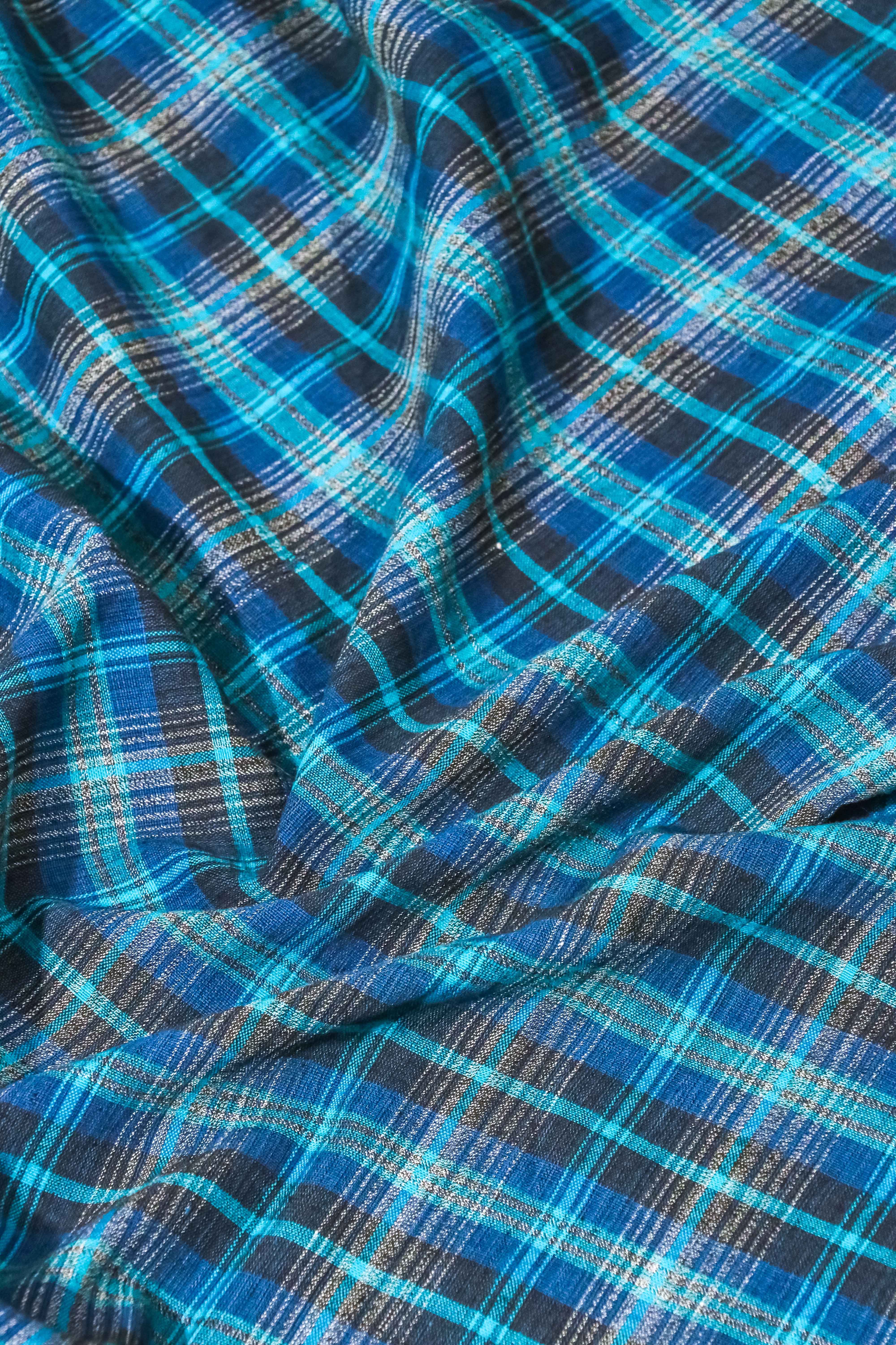 Handwoven Khadi Cotton – Blue Black Madras Check