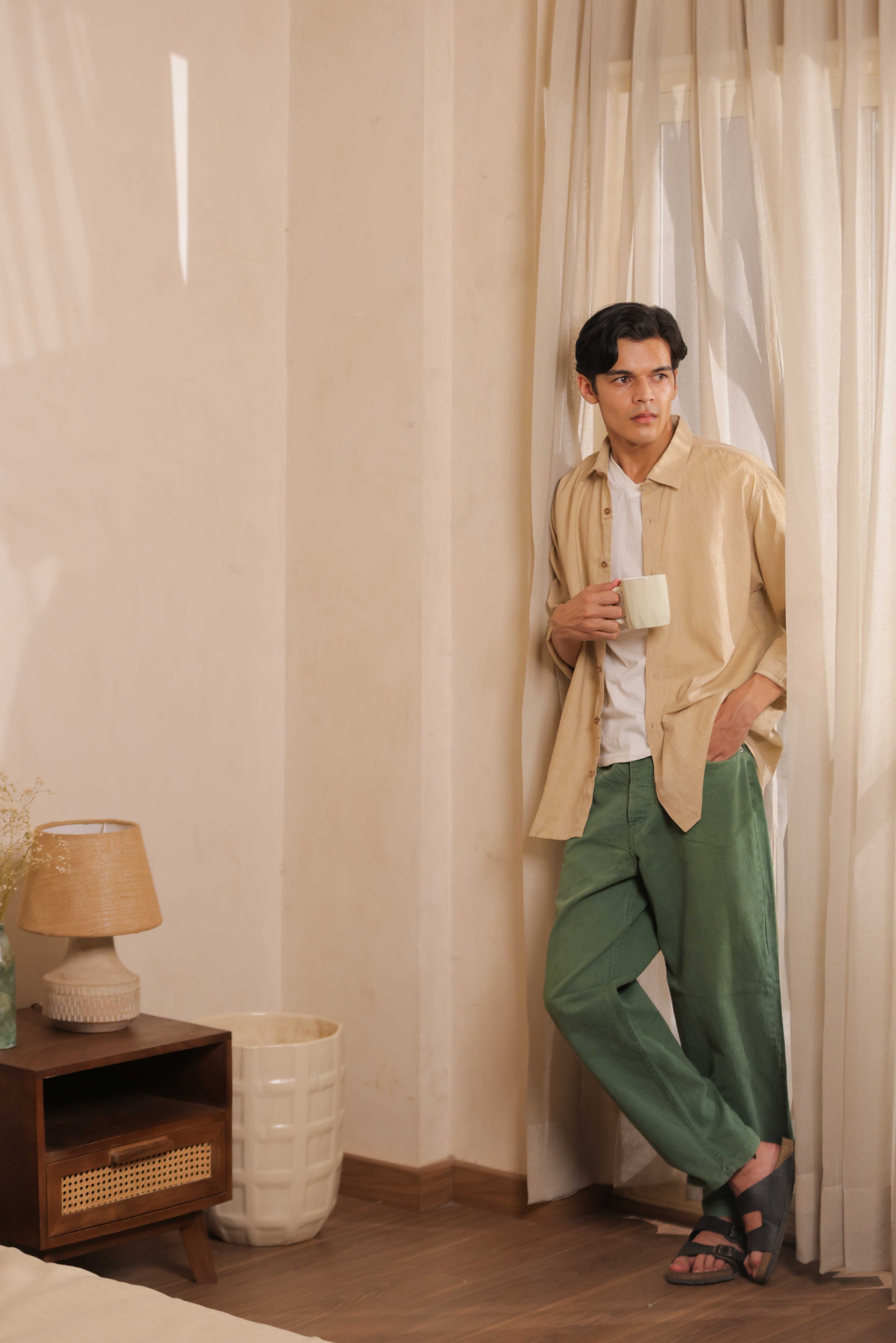 Sungrain – Yellow Handwoven Linen-Cotton Shirt for Men