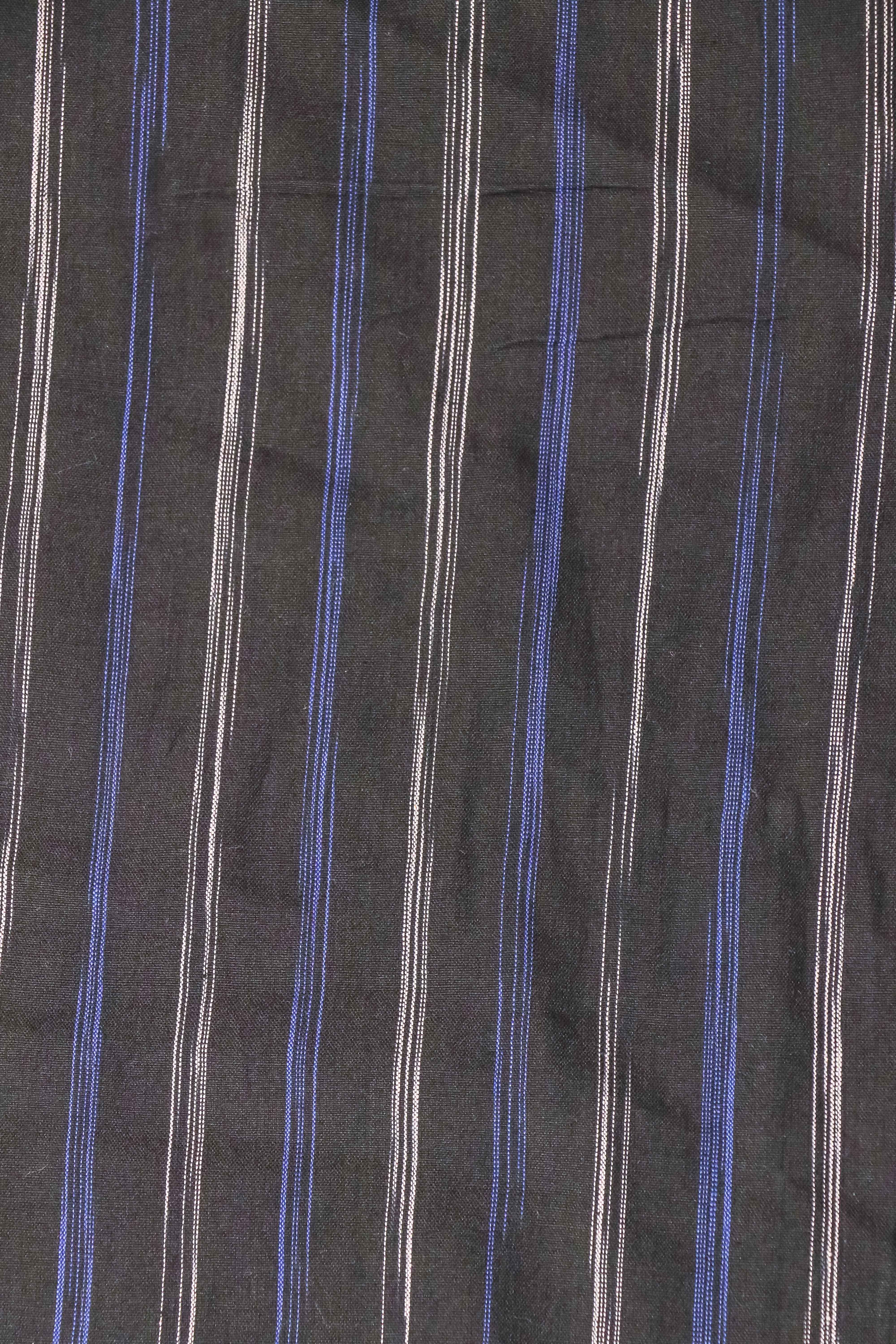 Black and Blue Missing Strips, Handwoven Khadi Cotton Fabric