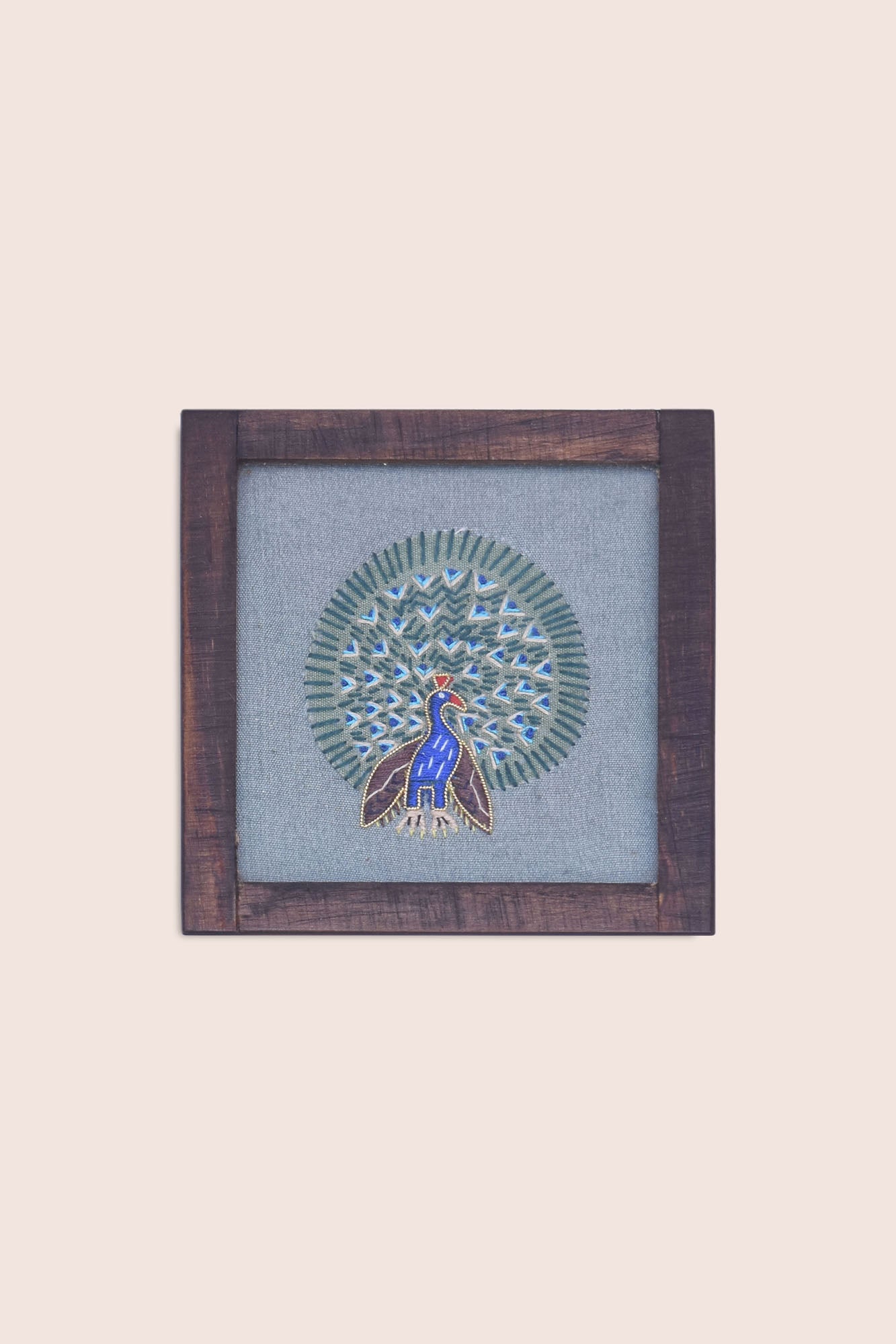 Dancing Peacock Handwoven Coasters - Set Of 2 Pcs with Coaster Holder