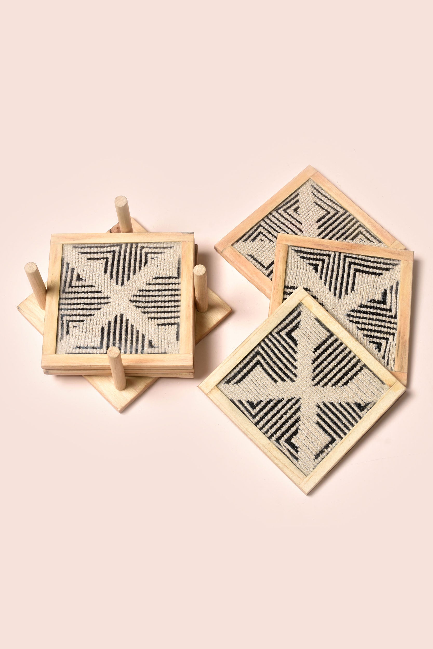 Pollux Handwoven Coasters - Set Of 2 Pcs with Coaster Holder