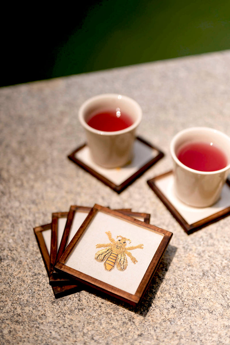 Ottilie Handwoven Coasters - Set Of 2 Pcs with Coaster Holder