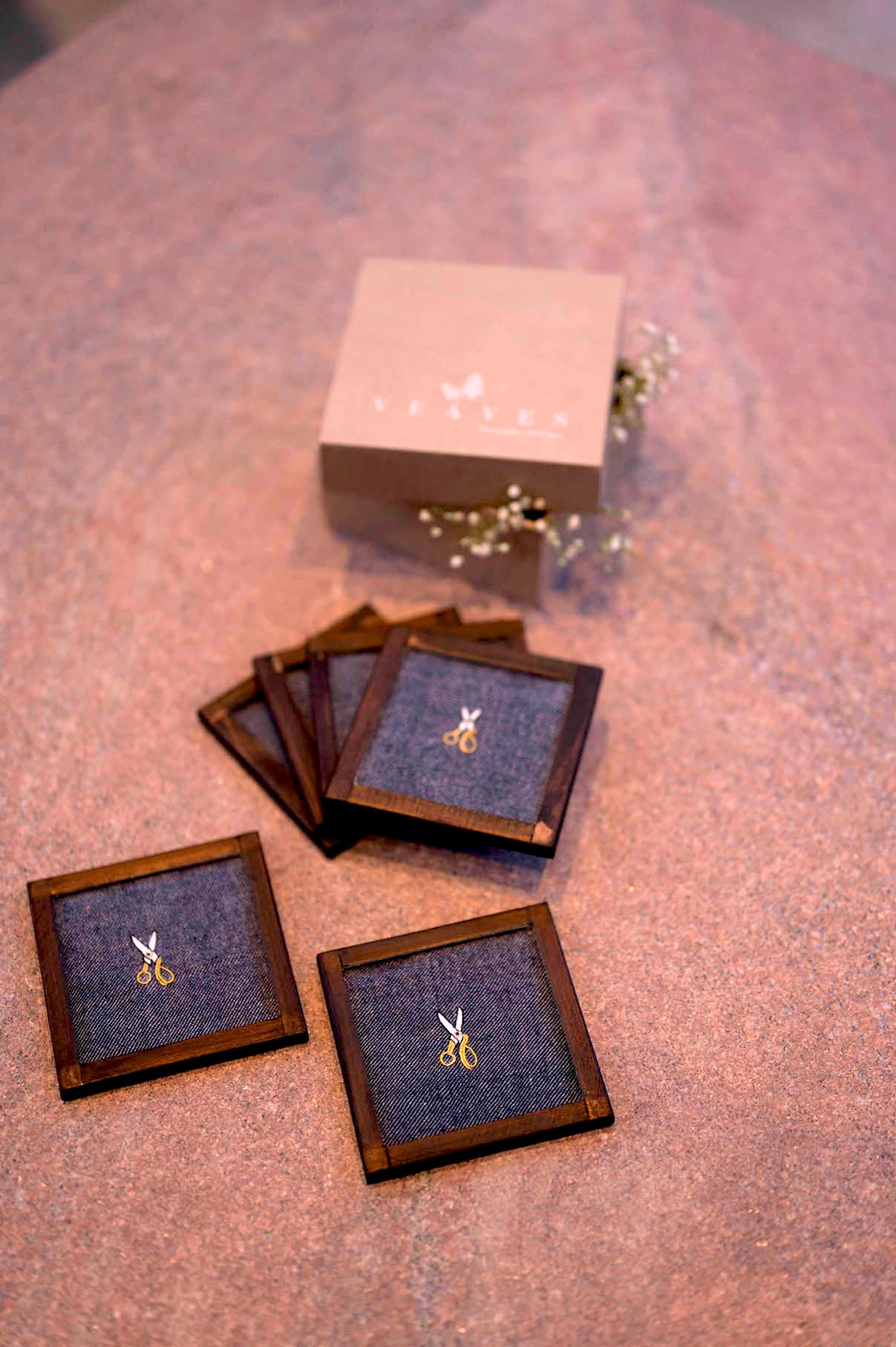 Miriam Handwoven Coasters - Set Of 2 Pcs with Coaster Holder