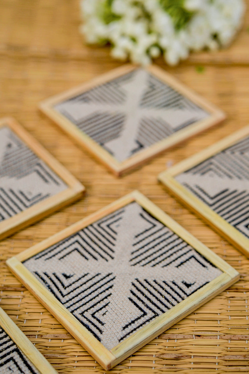 Pollux Handwoven Coasters - Set Of 2 Pcs with Coaster Holder