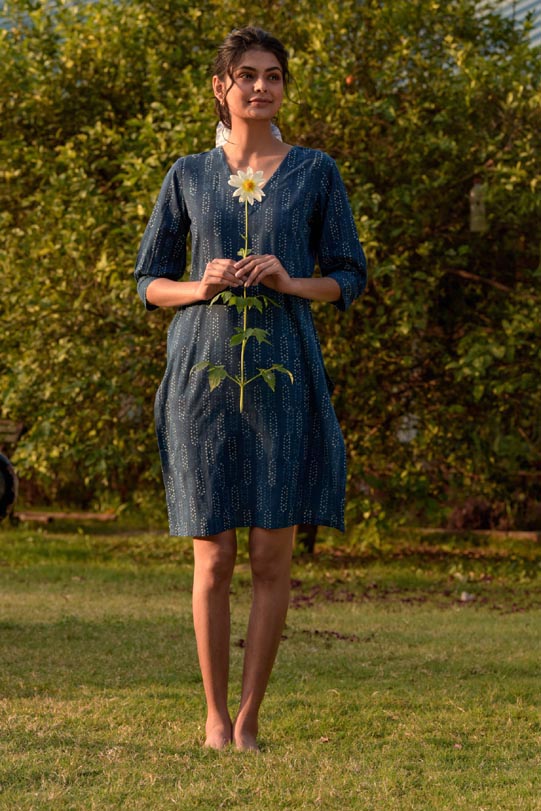 Yoke Dress With Gathers