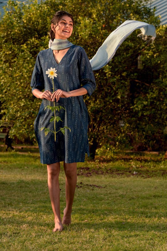 Yoke Dress With Gathers