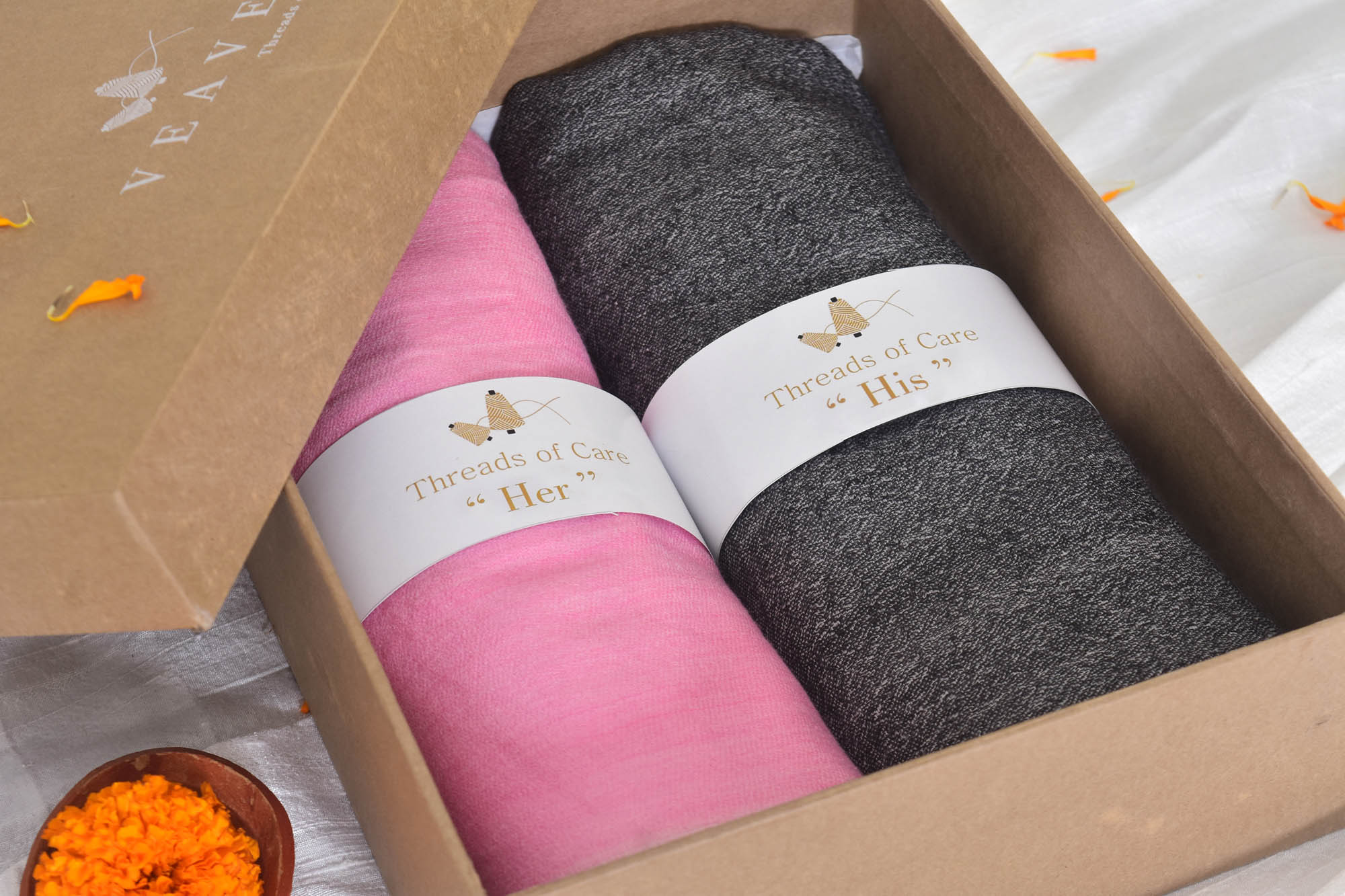 Gift Hamper of Fine Wool Cashmere Stoles For Her & His