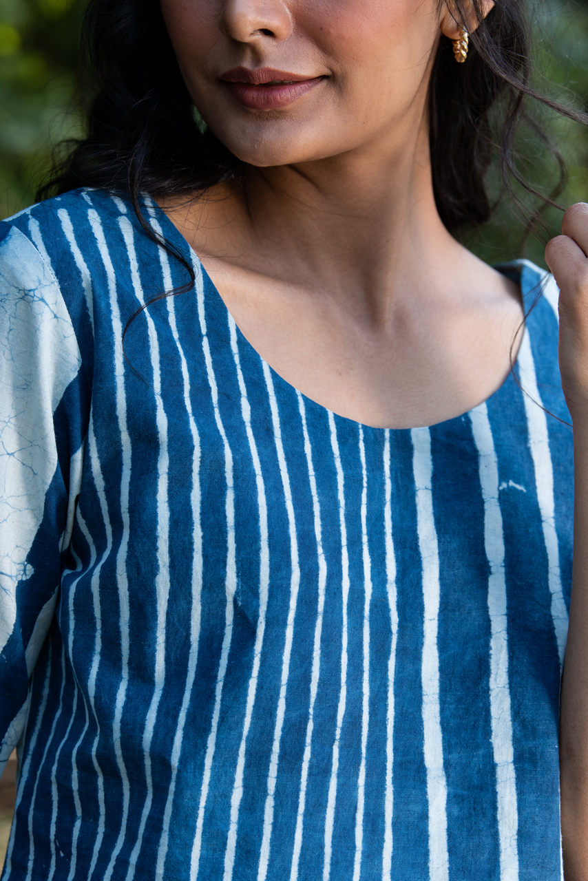 Akio Hand-Printed Cotton Top