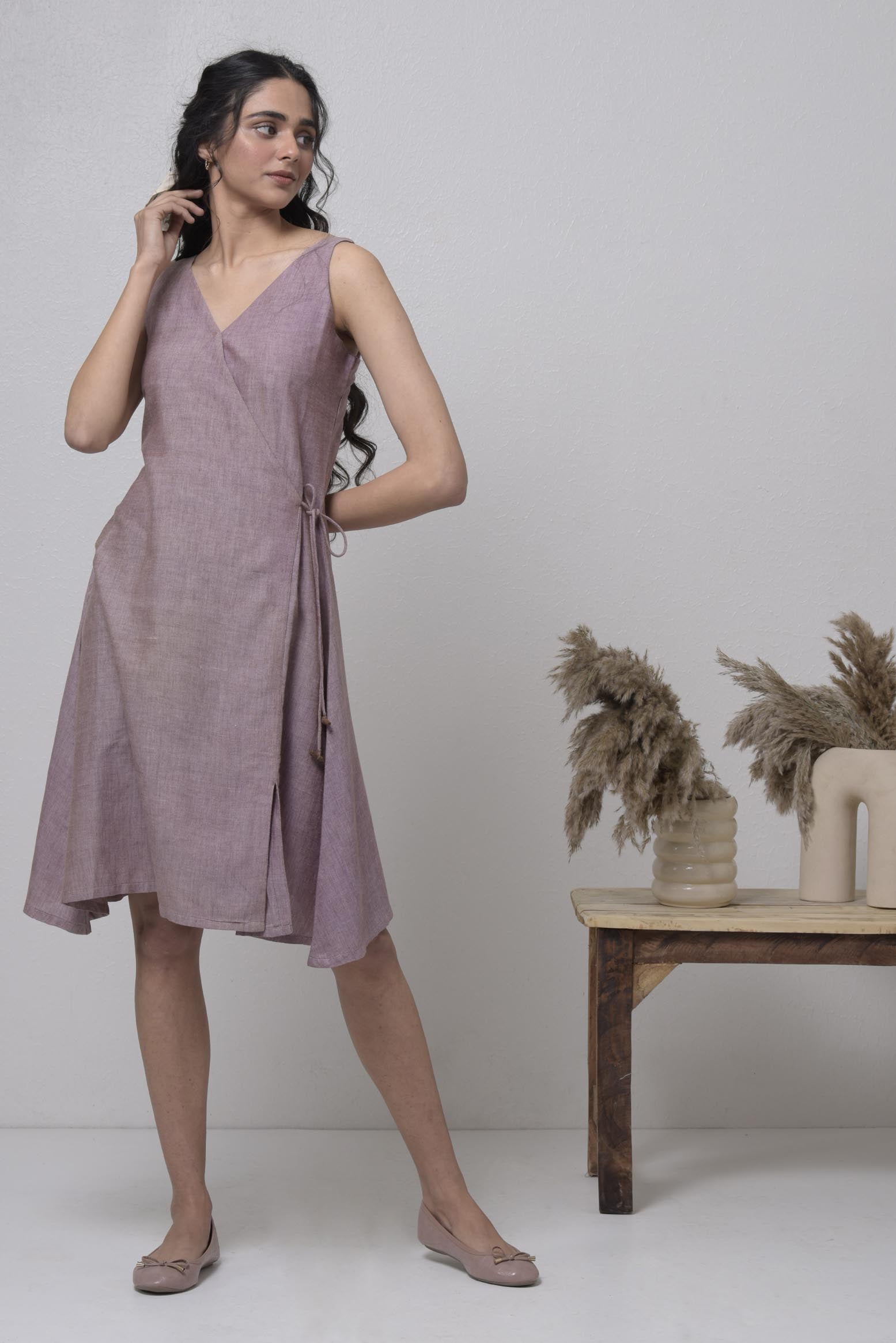 Overlap V-Neck Dress