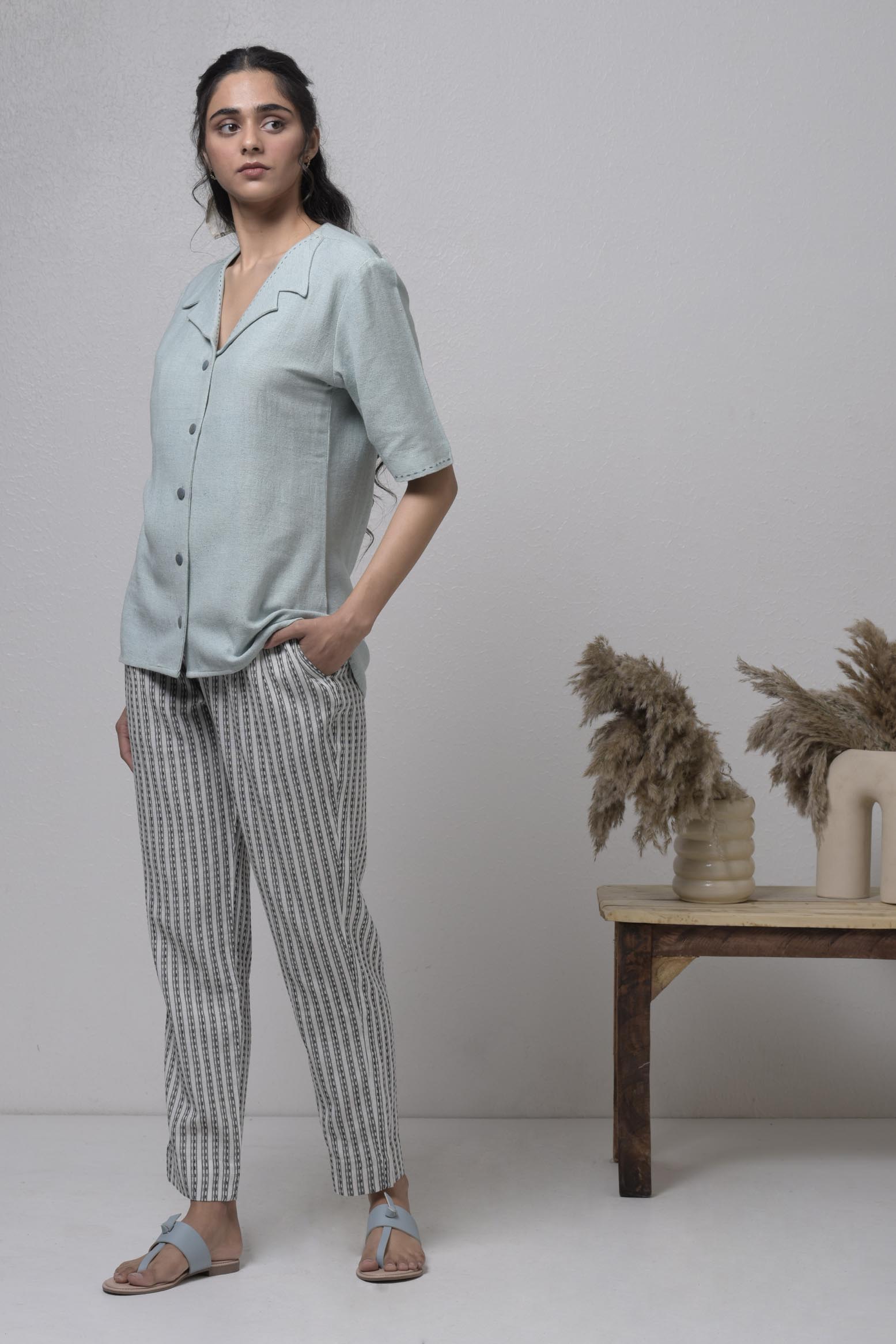 Casual Shirt With Running Embroidery