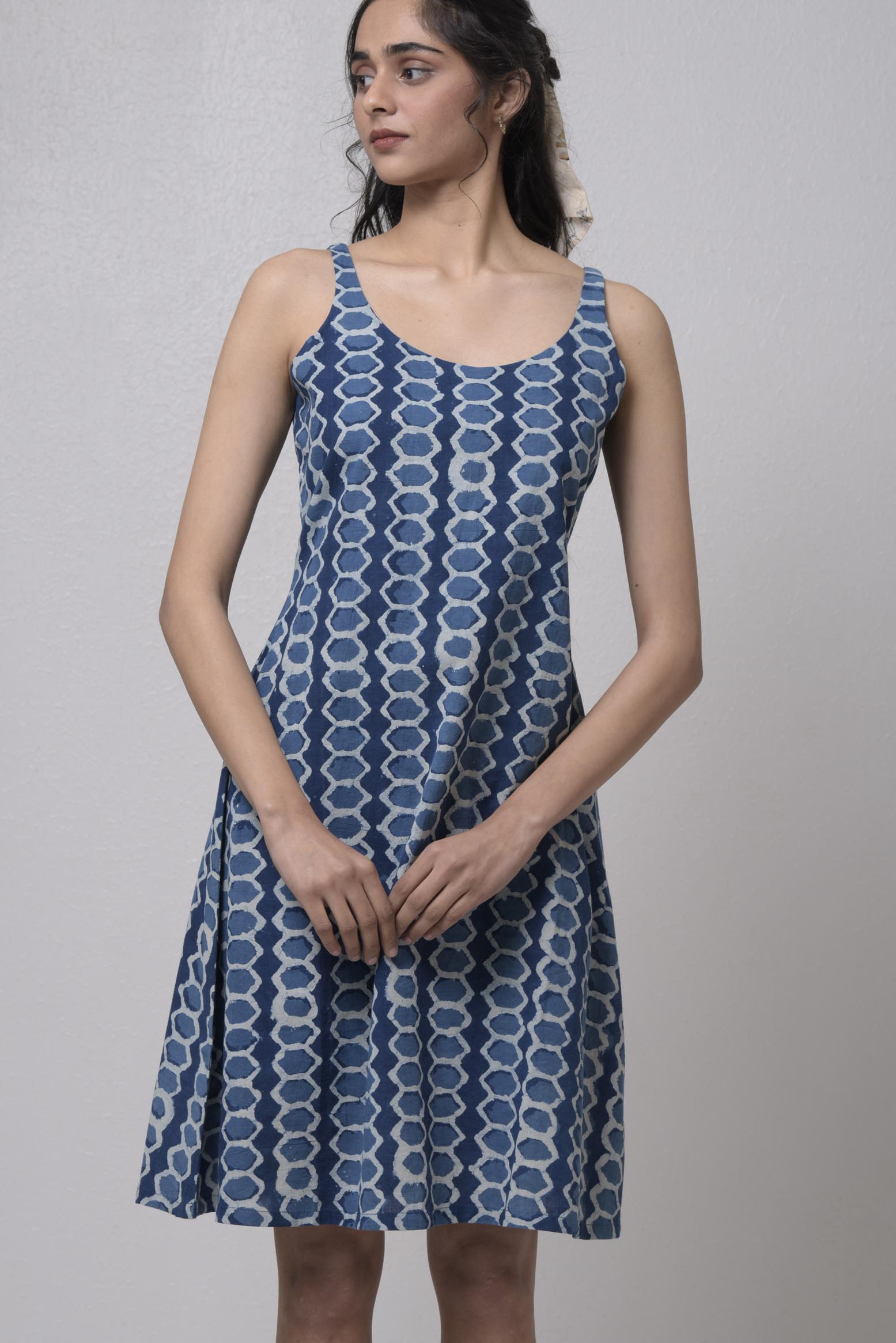 Sleeve Less Round Neck Dress