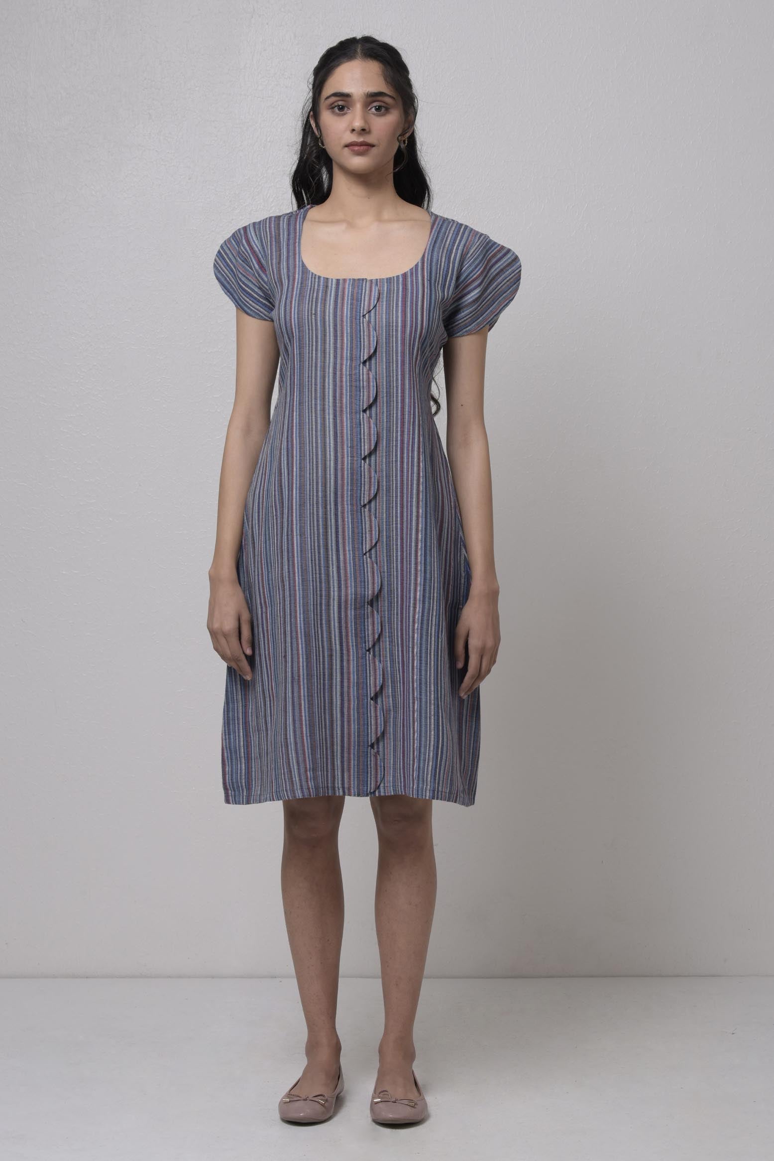 Scoop Neck With Petal Cuts - Dress