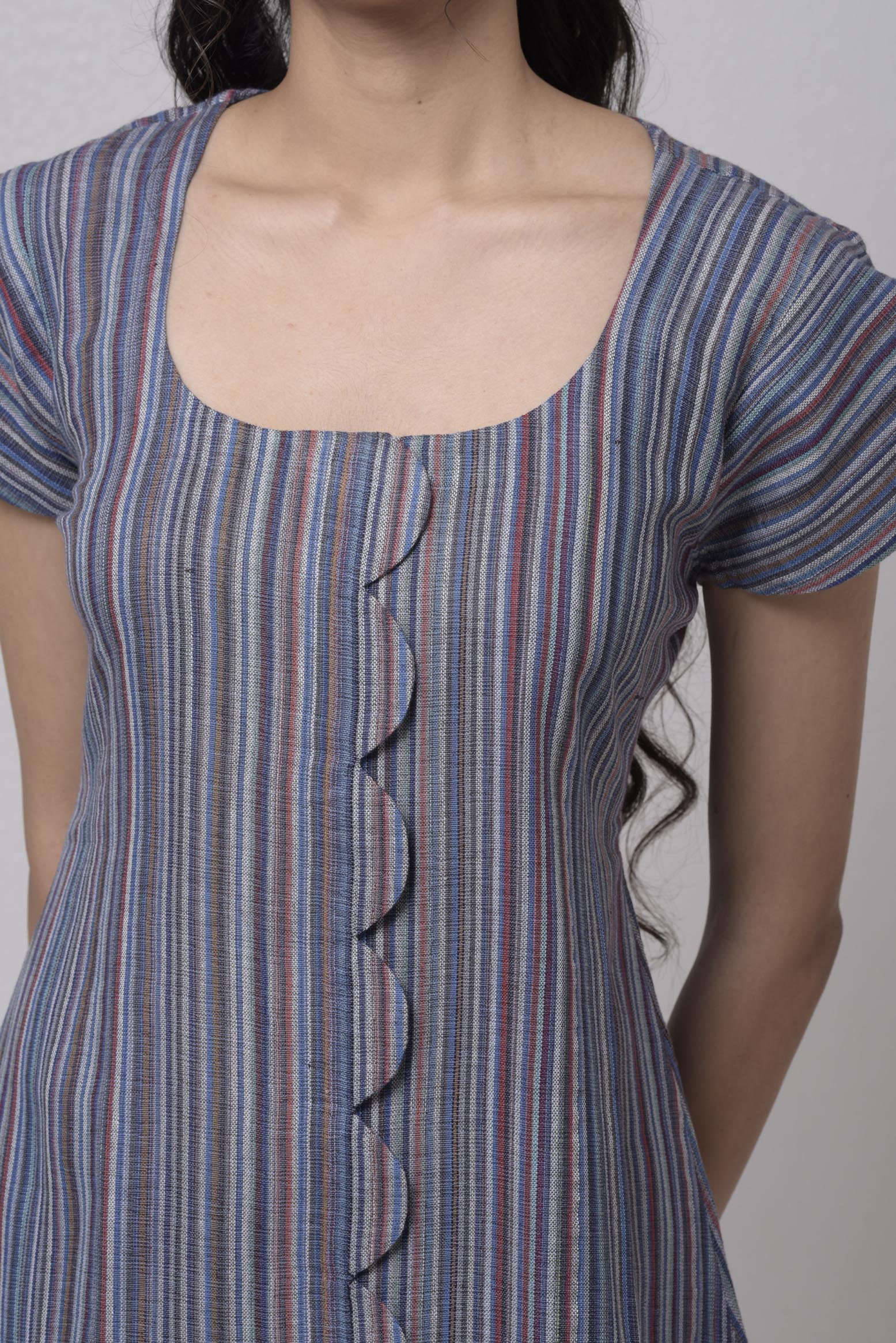 Scoop Neck With Petal Cuts - Dress