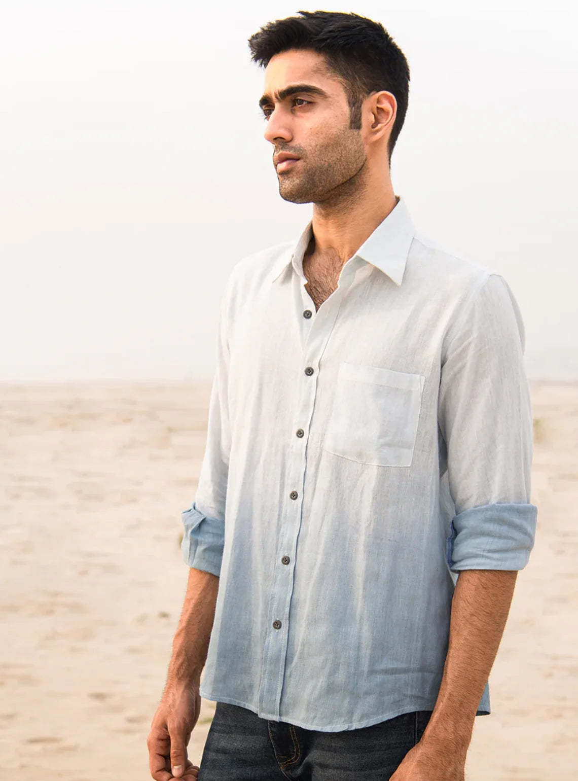 Oceanic Breeze Handwoven Linen Cotton Shirt