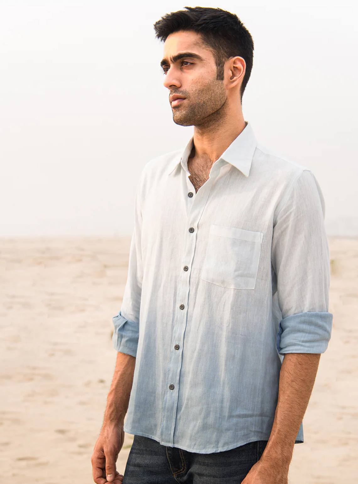 Oceanic Breeze Handwoven Linen Cotton Shirt