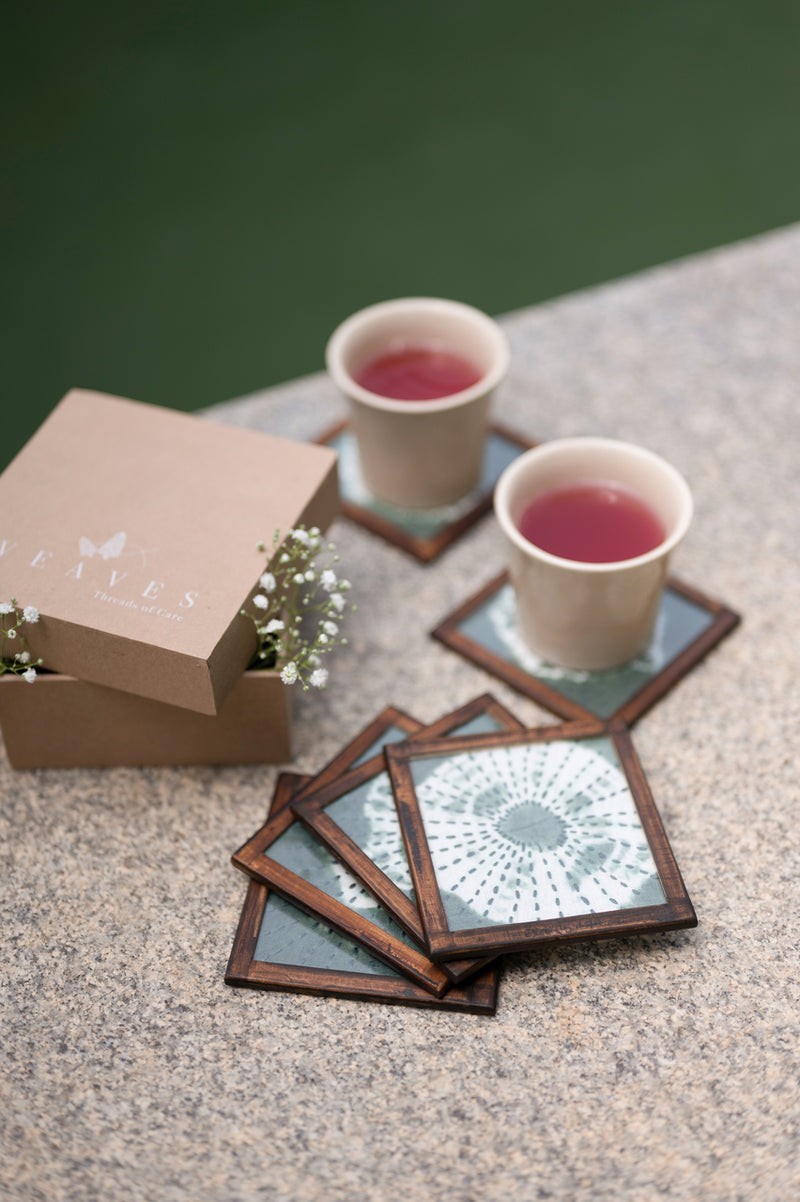 Lottie  Coasters - Set Of 2 Coasters with Coaster Holder