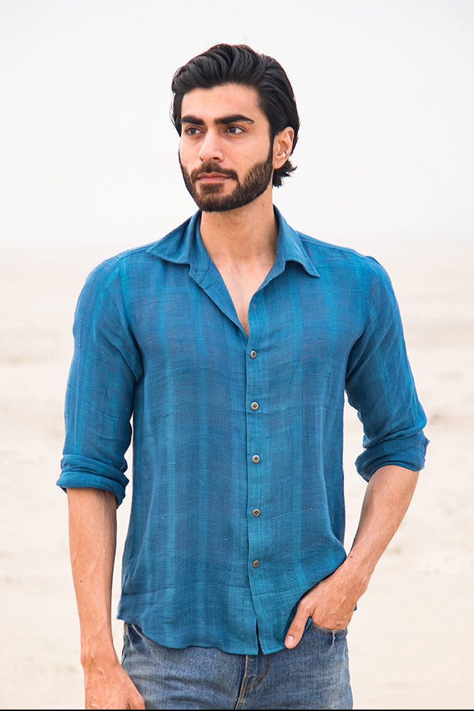 Aqua Breeze Handwoven Cotton Shirt