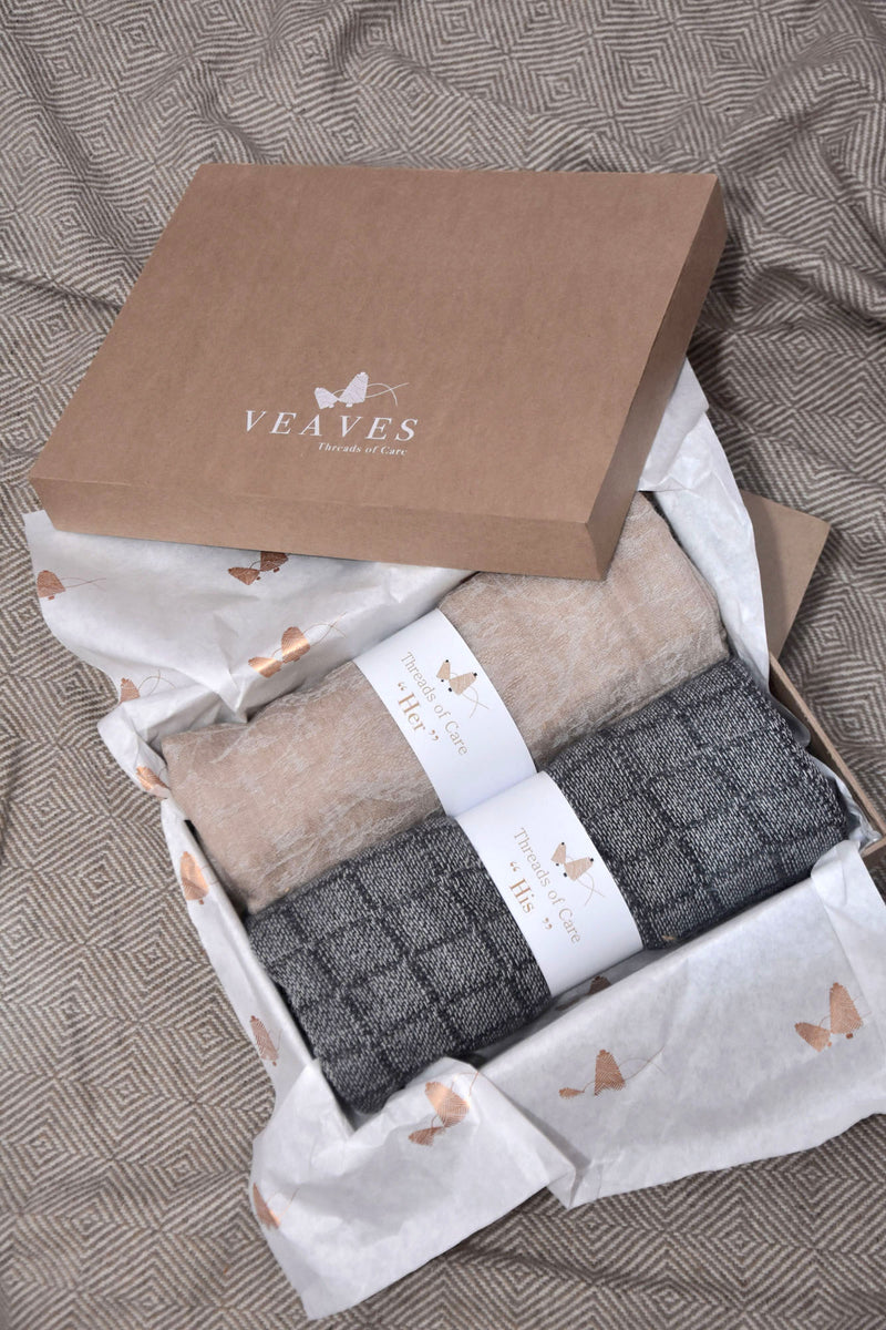 Gift Hamper of Fine Wool Cashmere Stoles For Her & His