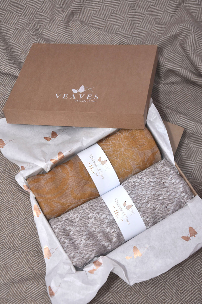 Gift Hamper of Fine Wool Cashmere Stoles For Her & His