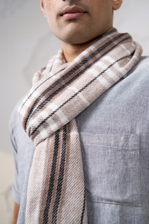 Driftwood Stripes Fine Soft Wool Stole