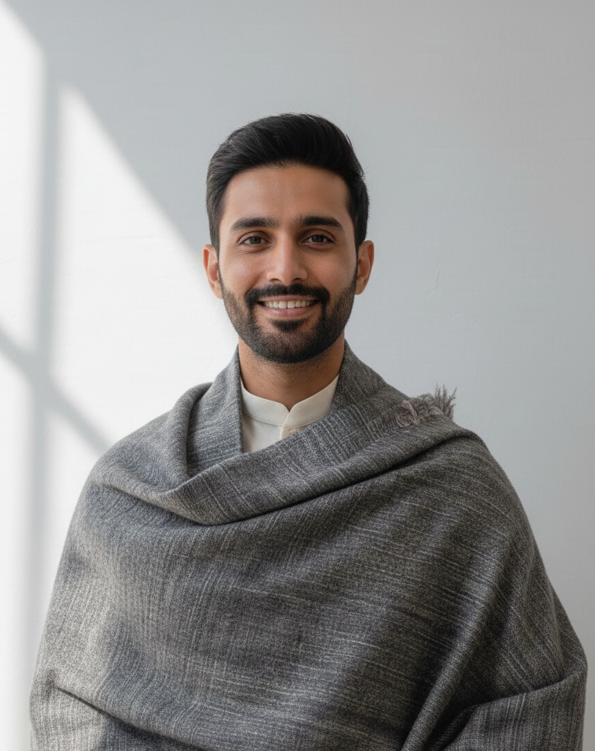 Grey Tundra Yak Wool Shawl