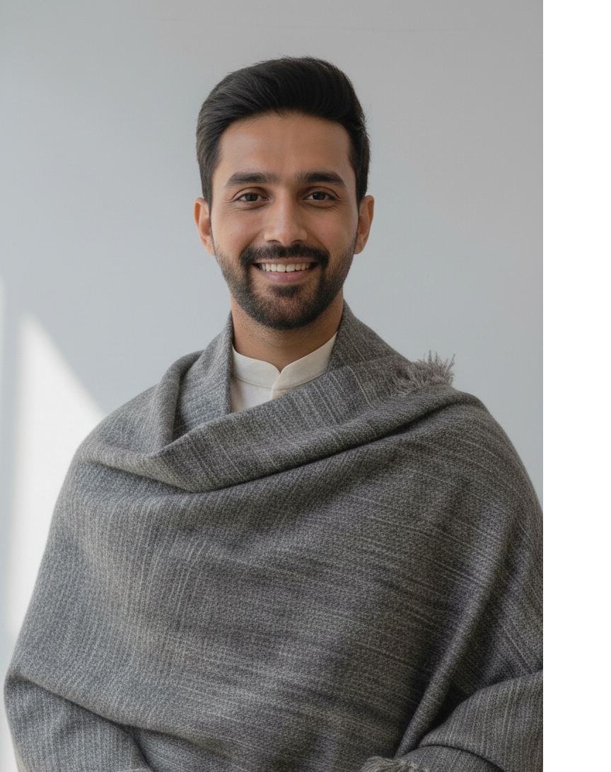 Grey Tundra Yak Wool Shawl