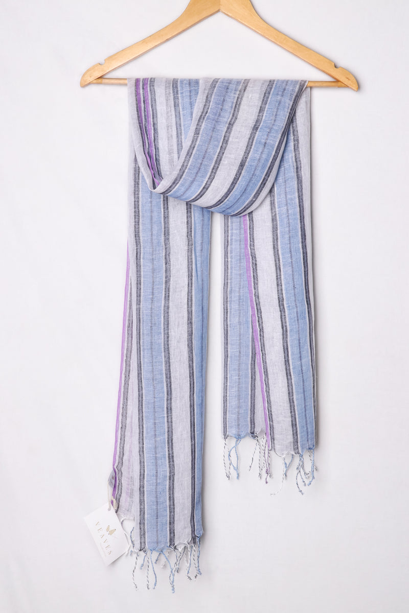 Blue Log Handwoven Linen Stole