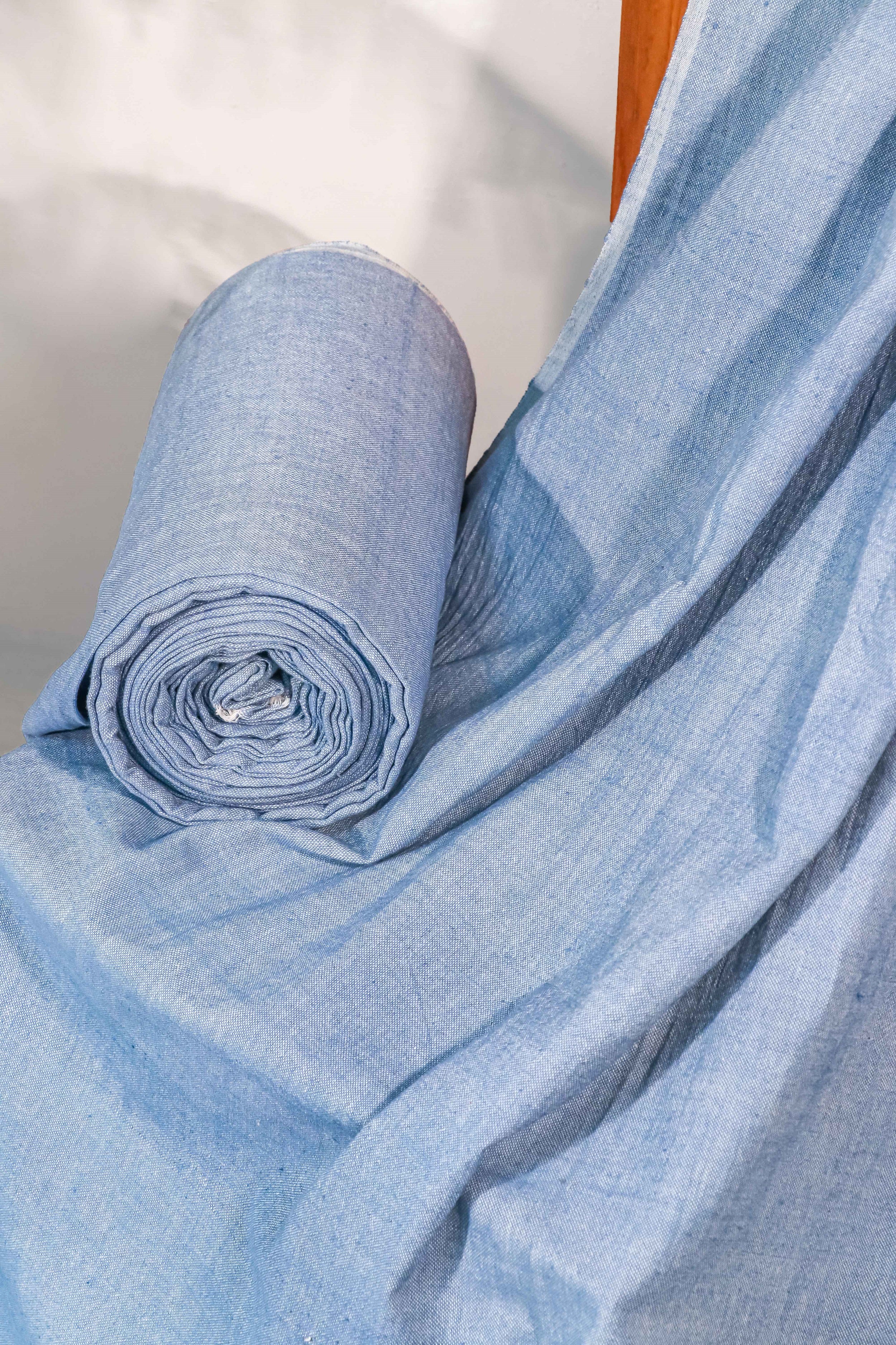 Blue Khadi Cotton Fabric – Handwoven Shamare Weave