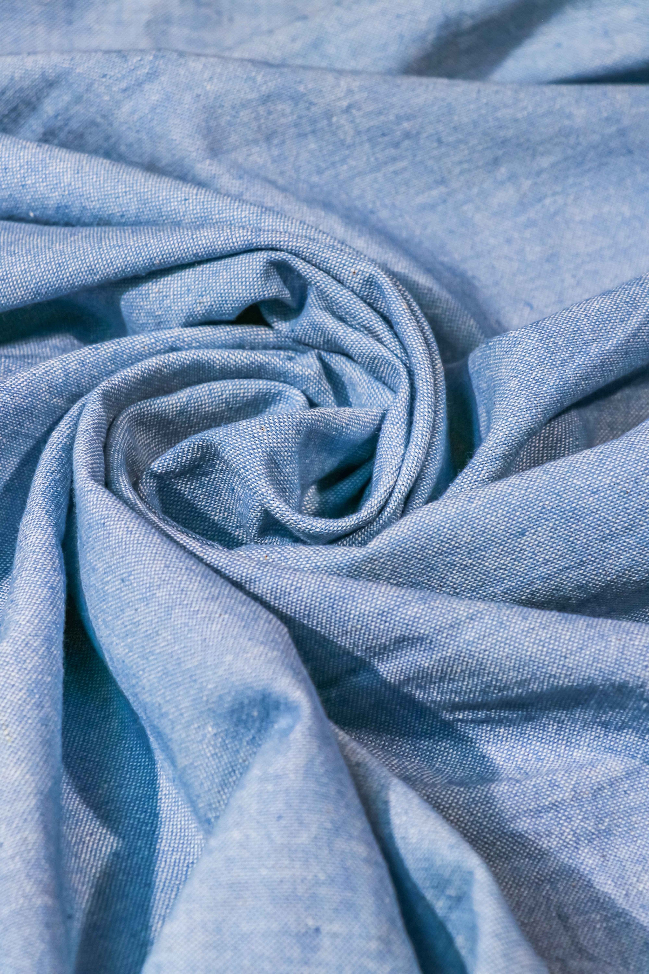 Blue Khadi Cotton Fabric – Handwoven Shamare Weave