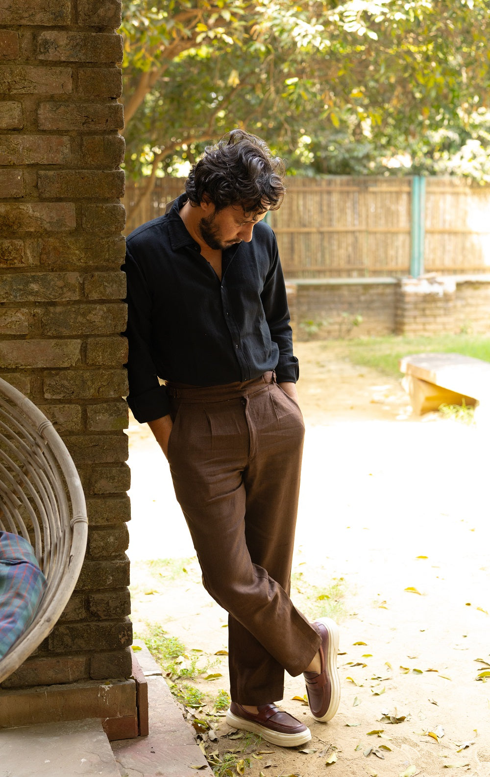 The Heritage Linen-Cotton Dark Brown Trouser