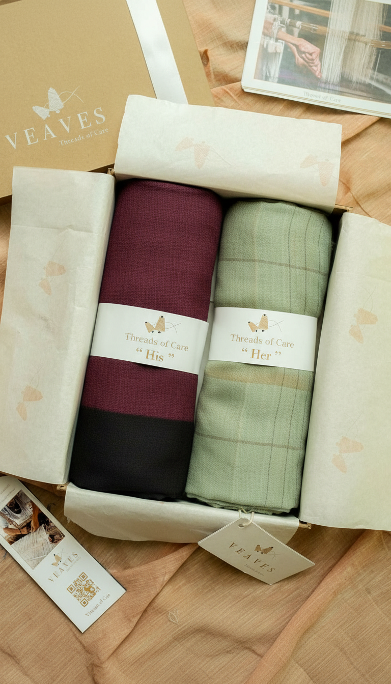 Gift Hamper of Fine Wool Cashmere Stoles For Her & His